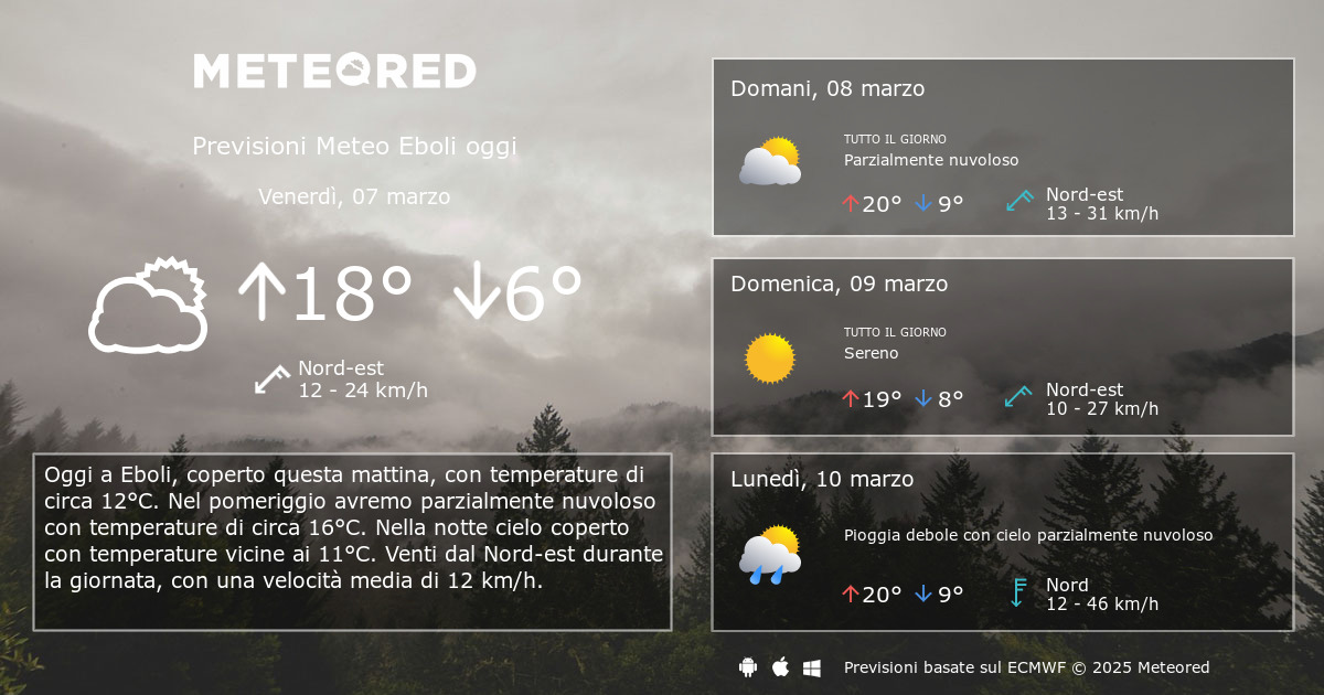 Meteo Eboli Previsioni A Giorni Meteored