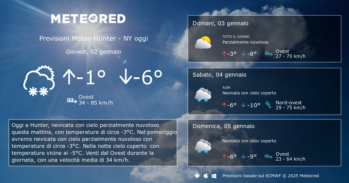 Meteo Hunter NY Previsioni A 14 Giorni Meteored